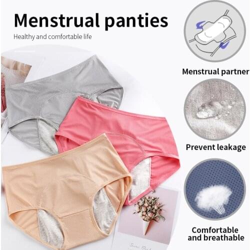 3pcs Panties Womens underwear lingerie plus size women cotton sexy female underpanties tanga sexy Menstrual Waterproof briefs