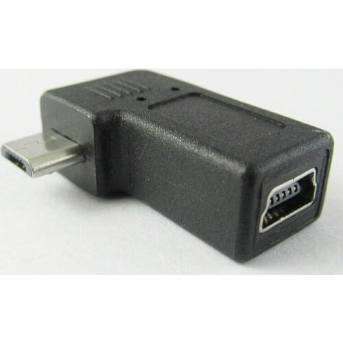 5pcs Angle 90 degree Mini 5pin USB Male To Micro 5pin Female Adapter Connector