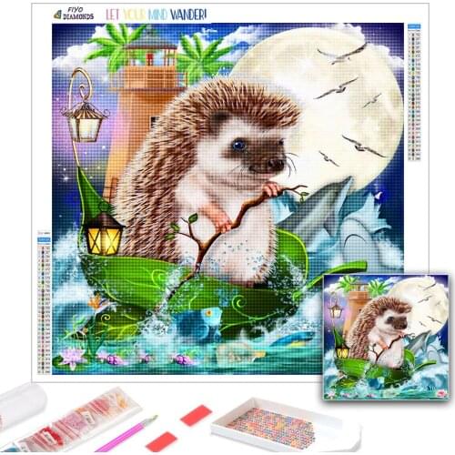 5D DIY Diamond Painting Hedgehog Cross Stitch Kits Diamond Embroidery Animal Mosaic Wall Decor Art Rhinestones Pictures for Home