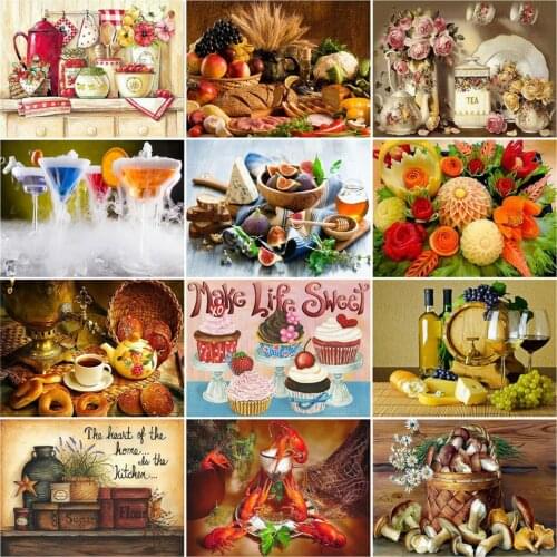 Diamond Embroidery Fruit Decor For Kitchen Picture Rhinestones Diamond Mosaic Full Drill Scenic Wall Art