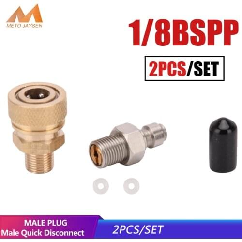 High Pressure Quick Fittings and Couplers Set 1/8BSPP Male Plug and Male Quick Disconnect Copper 300bar 4500psi 2pcs=1set