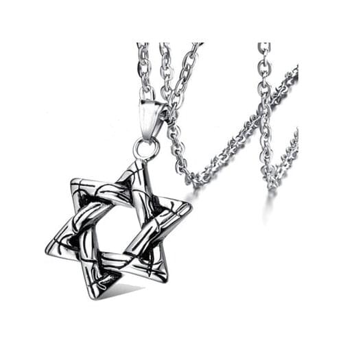 Fashion Men Silver Color Hexagram Pendant Link Chain Six-pointed Star Necklace Jewelry For Man Party Gift Wholesale