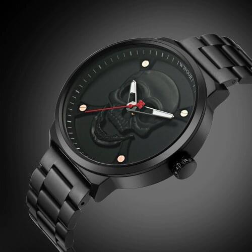 3D Black Watch 2018 Pirate Skull Style Quartz Men Watches Brand Men Military steel Men Sports Watch Waterproof Relogio Masculino