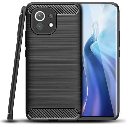 Mi11 Carbon Fiber Case For Xiaomi Mi 11 Pro Case Luxury Soft TPU Slim Silicone Cover for Xiaomi Mi 11 Ultra Capa Fundas