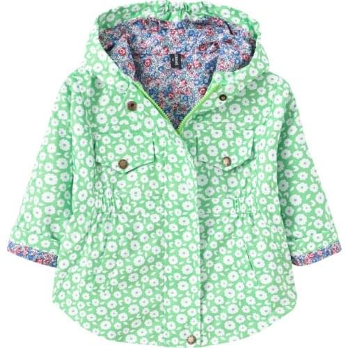 2-8 Yrs NEW Boys &Girls Jackets Spring Hooded Zipper Windbreaker Kids Flower Print Coat Infant Waterproof Hoodies For Children