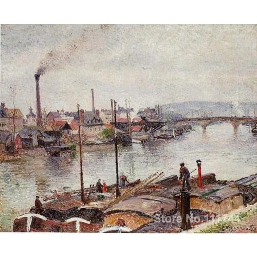 French impressionist paintings The Port of Rouen II by Camille Pissarro High quality Hand painted