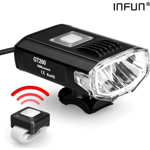 INFUN GT200 Remote Control Bicycle Front Light 2200 Lumen USB Rechargeable MTB Headlight IPX 4 Cycling Road Bike Flashlight