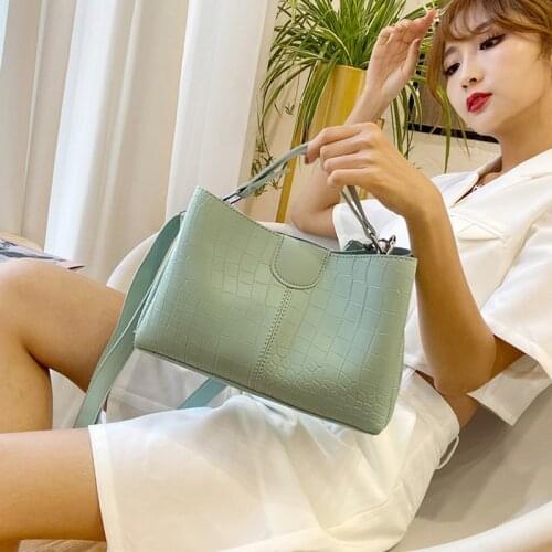 Stone Pattern Shoulder Bag For Women PU Leather Bucket Bag Luxury Crossbody Bag Large Capacity Handbag Shopping Purse