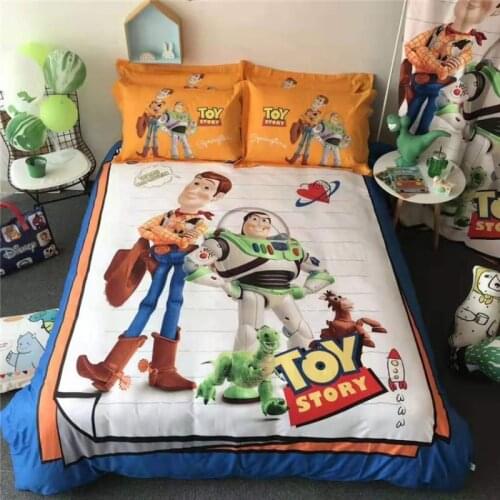 Disney Toy Story Buzz Lightyear Woody Bedding Set Print Duvet Cover Bedlinens Boy Children Room Decor 100% Cotton Pillow Cover