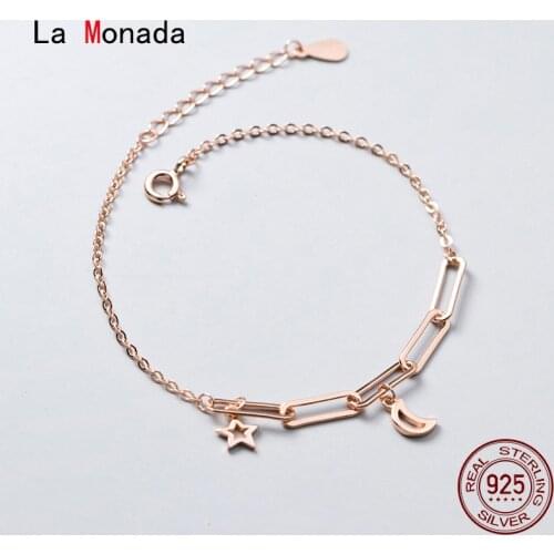 La Monada Moon Star Bracelets For Women Silver 925 Sterling On Hand Minimalist Chain Fine Silver 925 Jewelry Bracelet Woman