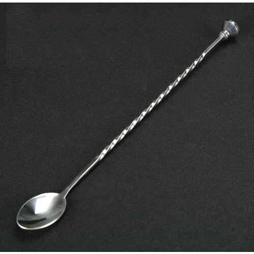 29cm Stainless Steel Cocktail Bar Spoon Spiral Pattern Bar Teadrop Spoon Stir Spoon Bar Tool