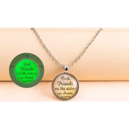 Best Friends Are The Sisters We Choose Glass Necklace BFF Luminous Necklaces Glow In The Dark Jewelry Gift