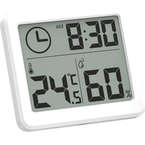 Multifunction Thermometer Hygrometer Automatic Electronic Temperature Humidity Monitor Clock Large LCD Screen