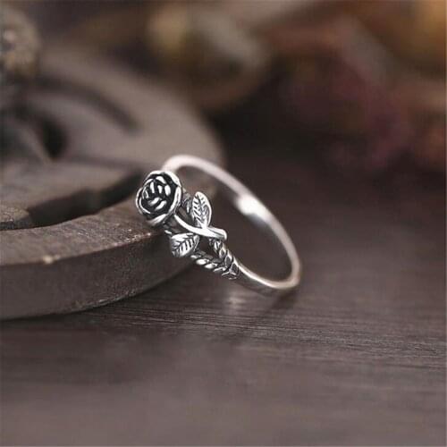Fashion Vintage Alloy Rose Flower Punk Gothic Ring Womens Jewelry Size 5-10
