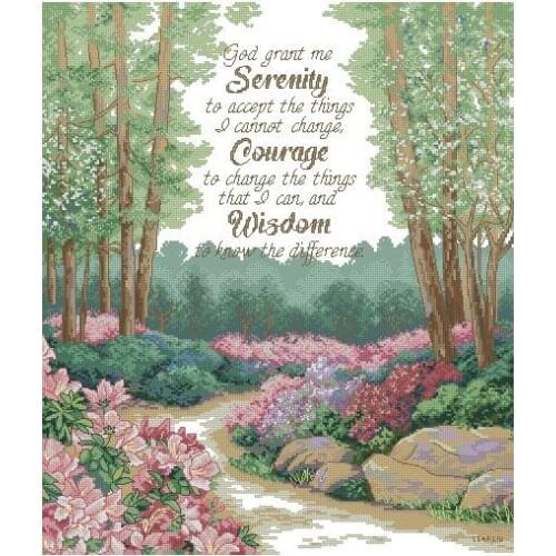 Top quality lovely nostalgic counted cross stitch kit serenity courage wisdom forest tree trees