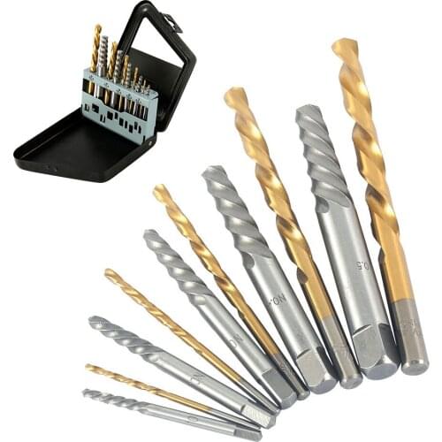 New Cobalt Drill Bit Set Drill Bit Broken Bolt Damaged Screw Extractor Set with Metal Case Collect Tool Cobalt Drill Hand Tool