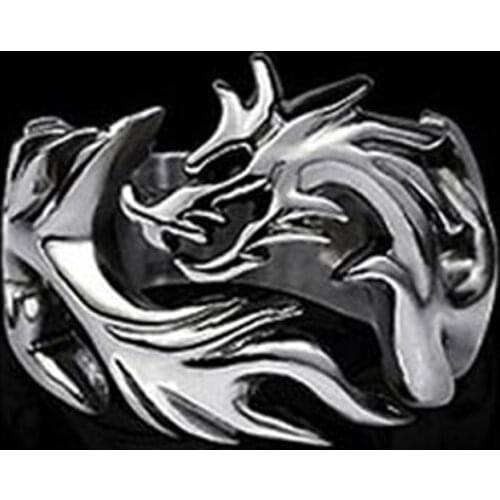 2021 New Fashion Jewelry Metal Solid Inside Dragon Rings Punk Rings Men Biker Ring Argolas