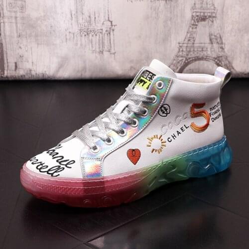 Autumn fashion Men Sneakers Leather Casual board Shoes High tops Height Increasing Shoes Zapatillas Hombre