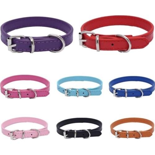 Durable Layer PU Leather Pet Dog Collar For Puppy Cat Chihuahua Small Dog Adjustable Puppy Cat Strap Collar Necklace for Dogs