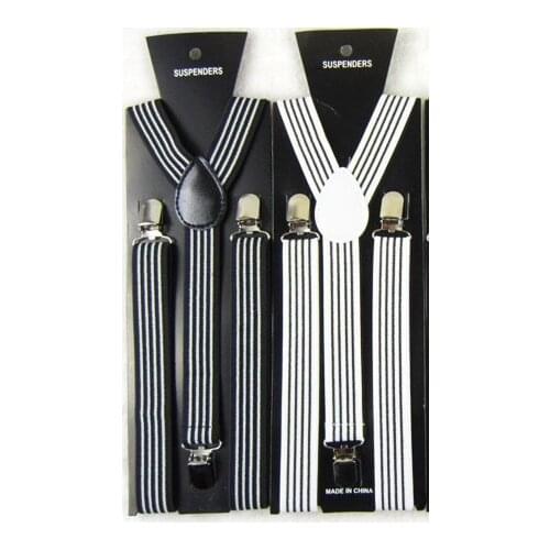 2021 Fashion Black And White Striped Suspenders Elastic Y-back 2.5cm Width Adjustable Clips On Women/Men Braces Free Shipping
