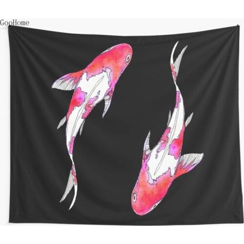 Pink Koi fish Wall Tapestry Cover Beach Towel Throw Blanket Picnic Yoga Mat Home Decoration
