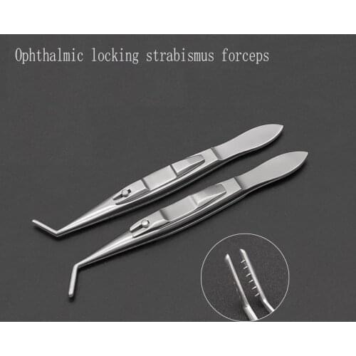 Strabismus forceps, ophthalmic microscopy instrument, self-locking lock type strabismus forceps