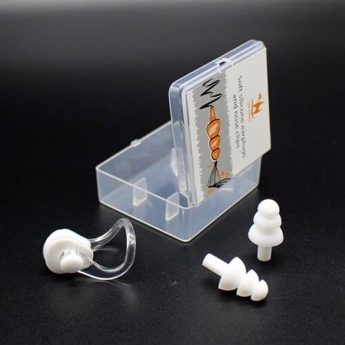 Soft Anti-Noise EarPlug And Nasal Clip Sound Insulation Ear Protection Earplugs Sleeping Plugs Waterproof Silicone Swim Earplugs