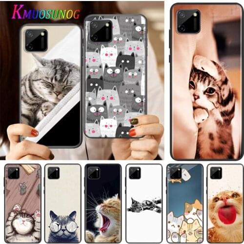 Sleeping Kitten Cat Silicone Cover For Realme V15 X50 X7 X3 Superzoom Q2 C11 C3 7i 6i 6s 6 Global Pro 5G Phone Case
