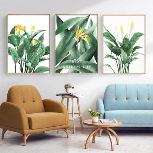 Wall Deco Green Plants Flower Poster Abstract Art Prints Modern Living Room Summer Landscape Canvas Painting Freshing Picture