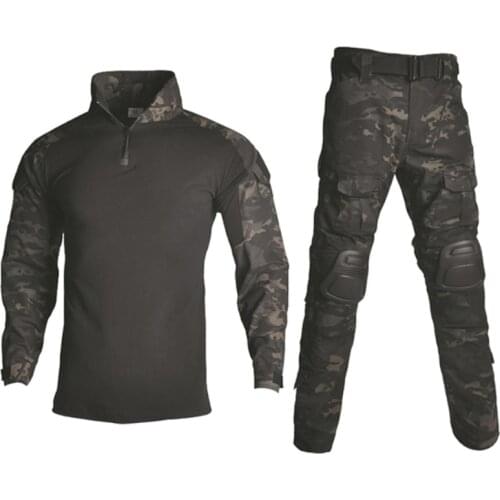 Tactical Camouflage Military Uniform Clothes Suit Men US Army Clothes Military Combat Shirt + Cargo Pants Knee Pads