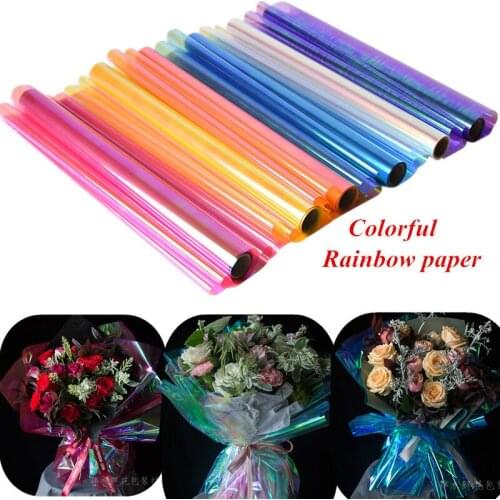 50cm*10yard/roll Colorful Rainbow Film Wrapping Tissue Craft Paper Candy Wrapper Flower Packaging Gift Doll Decoration Bouquet