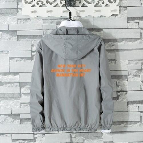 Spring Summer Hooded Jacket Men Thin Fashion Windbreaker Jacket Letter Printed Plus Size Men Sunproof Coats