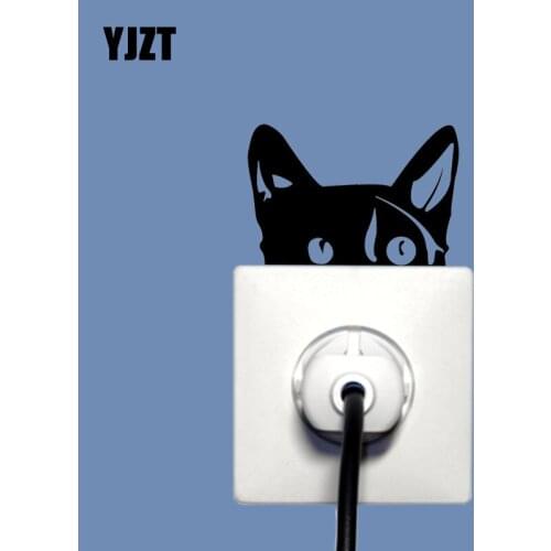 YJZT Peeping Cat Wall Decal Vinyl Switch Sticker Bedroom Decor Cartoon Art 17SS0237