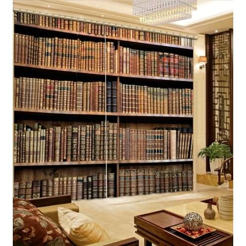 Book curtains 3D Curtain Printing Blockout Polyester Photo Drapes Fabric For Room Bedroom Window curtains