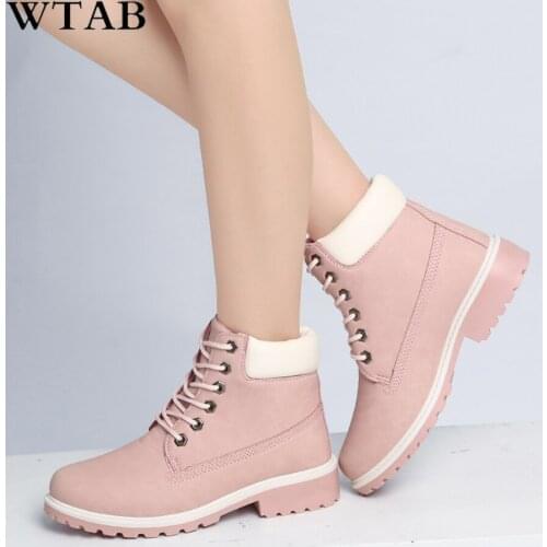 WTAB 2018 Autumn Early Winter Shoes Women Flat Heel Boots Fashion Keep warm Womens Boots Brand Woman Ankle Botas Camouflage