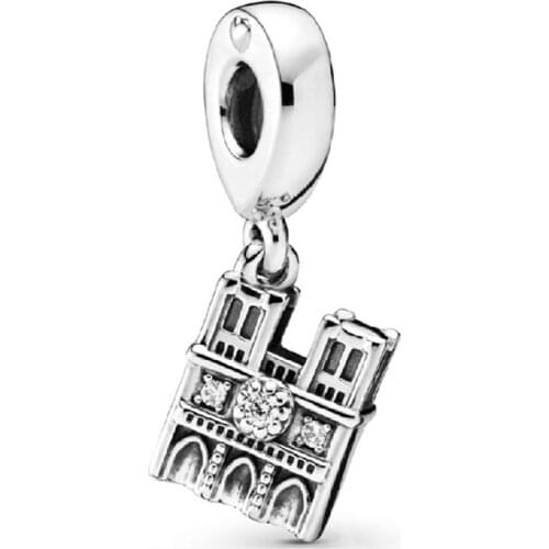 Authentic 925 Sterling Silver Bead Notre Dame de Paris Dangle Charm Fit Fashion Women Pandora Bracelet Bangle Gift DIY Jewelry
