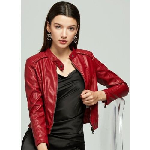 Plus Size Autumn Winter Women Leather Coat Female Rivet Biker Leather Jacket Coat Women Outerwear Female Jacket 6609