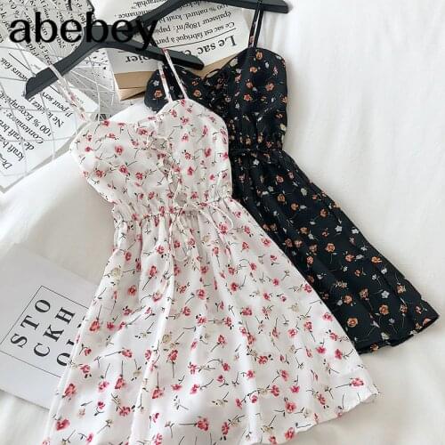 Spring Summer Dress Women 2021 Sweet Floral V Neck High Waist Vestidos A-line Korean Studend Kawaii Dresses Holiday