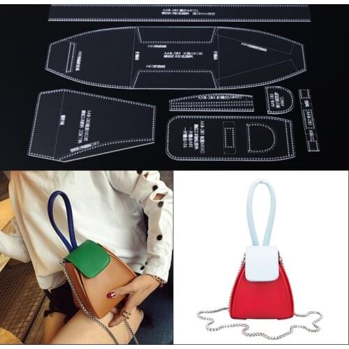 1set Shoulder Bag Women Handbag Leather Template Clear Acrylic Template DIY Leathercraft Tools Set 14*15*14cm