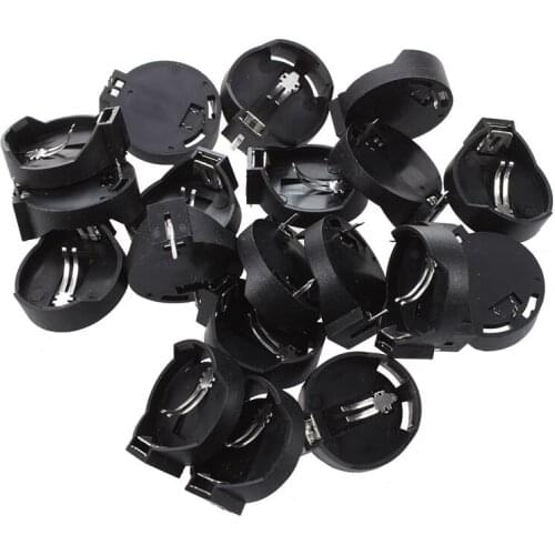 20 Pcs Button Battery Holder Case Black for CR/LIR2032 2025 2016