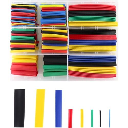 328Pcs/set Sleeving Wrap Wire Car Electrical Cable Tube kits Heat Shrink Tube Tubing Polyolefin 8 Sizes Mixed Color 2:1