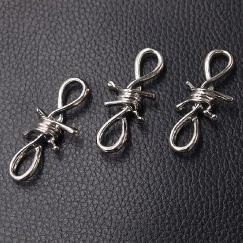 5pcs Silver Plated 3D Thorns Metal Connectors Pendant Necklace Bracelet Retro DIY Charm Jewelry Handicraft Making 45*18mm A2288