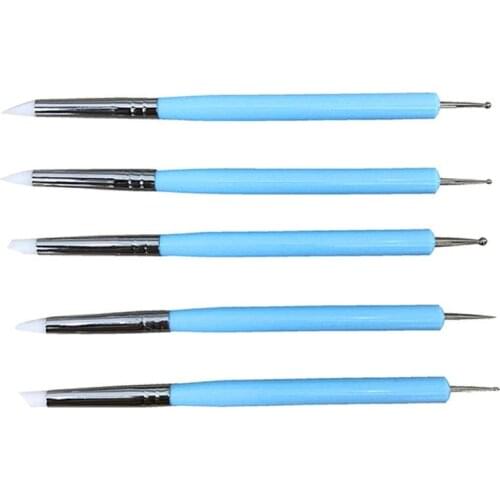 5Pcs 2 Way Polymer Clay Sculpture Tool Pottery Clay Ball Stylus Tools DIY Nail Art Craft Silicone Color Shapers Dotting Tool