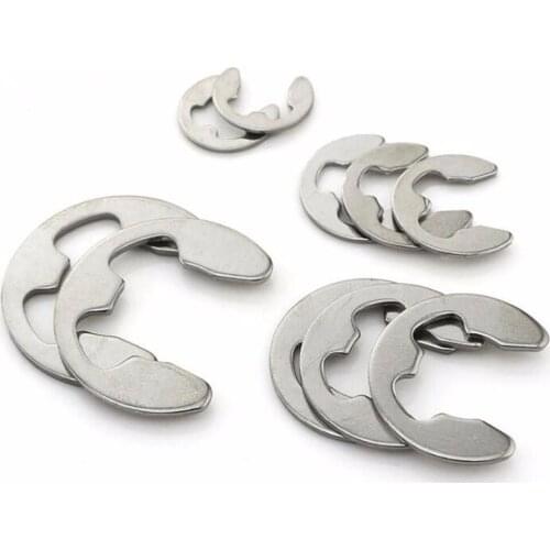 50pcs M8 M9 M10 M12 Stainless Steel E-Type Retaining Ring Washers E-Clip Opening Split Washer