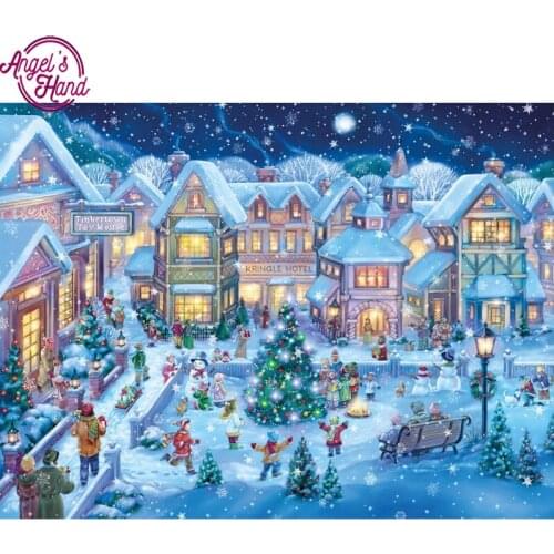 5D DIY diamond embroidery snow holiday village diamond painting Cross Stitch full square Rhinestone mosaic home decoratio