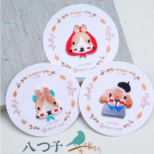 1 PC High Quality Iron on Patches for Kids Clothing Vintage Rabbit Embroidery Appliques Sew on Cloth Stickers Badges for Clothes