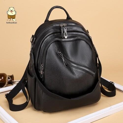 Beibaobao Female Shoulder Bag Backpack Women Backpack School Bag Large Capacity High Quality PU Leather Backpack
