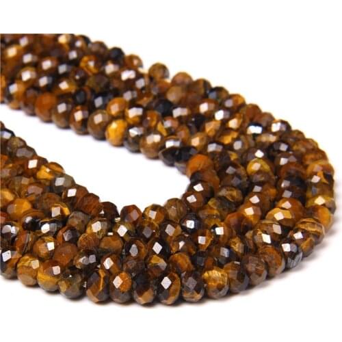 Natural Gold Tiger Eye Stone Beads Diamonds Faceted Abacus Bead 4x6MM Wheel Beaded For Jewelry Making DIY Bracelet Wholesale