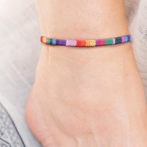Men And Women Ethno Ankle Bracelet Chain Braided Rainbow Foot Rope Surfer Beach Anklet For Boho Foot Jewelry Gifts