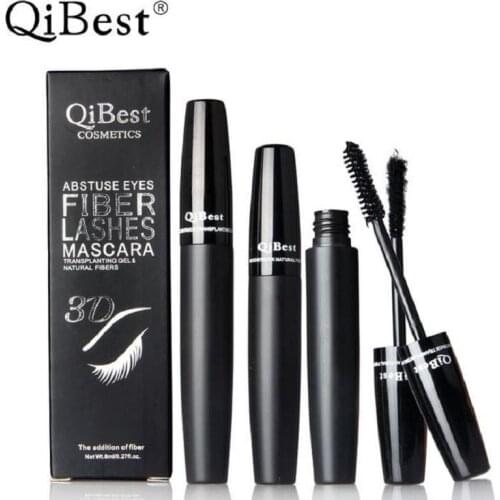Brand 3D Fiber + Curling Lengthening Black Mascara Makeup Long Lasting Waterproof Natural Eye Lash Cosmetics 2pcs/lot